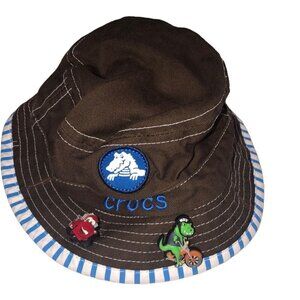 Crocs Bucket Hat Kids Dinosaur Motorcycle Cars Truck Jibbitz Charms Brown